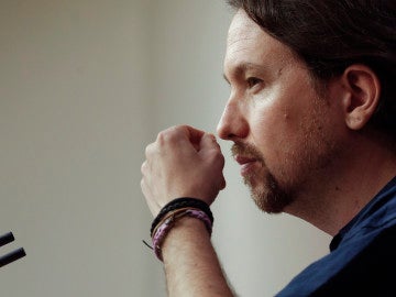 El secretario general de Podemos, Pablo Iglesias, durante una rueda de prensa El secretario general de Podemos, Pablo Iglesias, durante una rueda de prensa