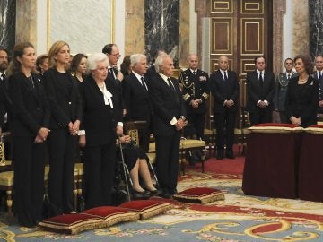 La familia real en el funeral de la infanta Alicia de Borbón-Parma La familia real en el funeral de la infanta Alicia de Borbón-Parma