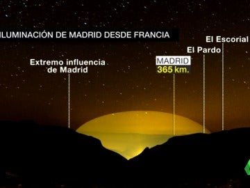 La burbuja lumínica de Madrid que puede verse desde Francia La burbuja lumínica de Madrid que puede verse desde Francia