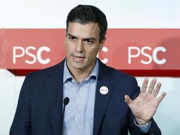 El secretario general del PSOE, Pedro Sánchez, durante una rueda de prensa El secretario general del PSOE, Pedro Sánchez, durante una rueda de prensa