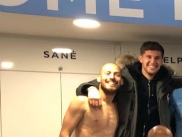 David Silva en la foto del vestuario