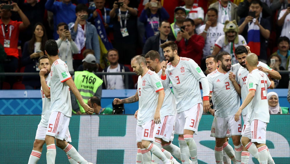 La selección española celebra un gol La selección española celebra un gol