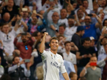 Cristiano Ronaldo celebra uno de sus goles ante el Atlético de Madrid en Champions Cristiano Ronaldo celebra uno de sus goles ante el Atlético de Madrid en Champions