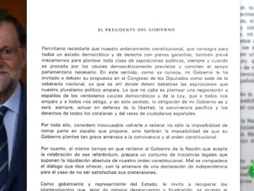 Carta de Mariano Rajoy a Carles Puigdemont Carta de Mariano Rajoy a Carles Puigdemont