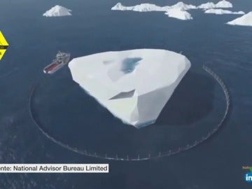 Imagen del plan de remolque de iceberg ideado por Emiratos Árabes