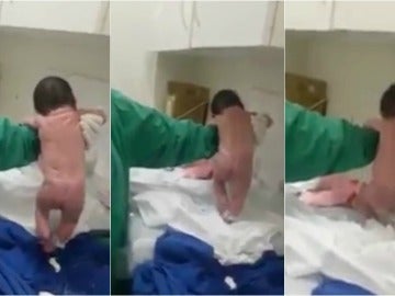 El bebé dando sus primeros pasos
