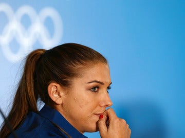 Alex Morgan, durante una comparecencia ante los medios Alex Morgan, durante una comparecencia ante los medios