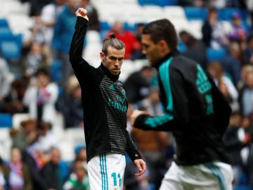 Bale, durante un calentamiento Bale, durante un calentamiento