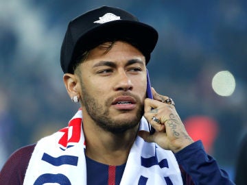 Neymar, durante la celebración de Liga del PSG Neymar, durante la celebración de Liga del PSG