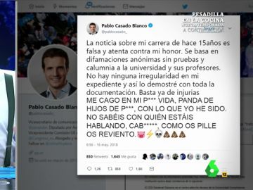 'Verdadero' tuit de Pablo Casado sobre su carrera