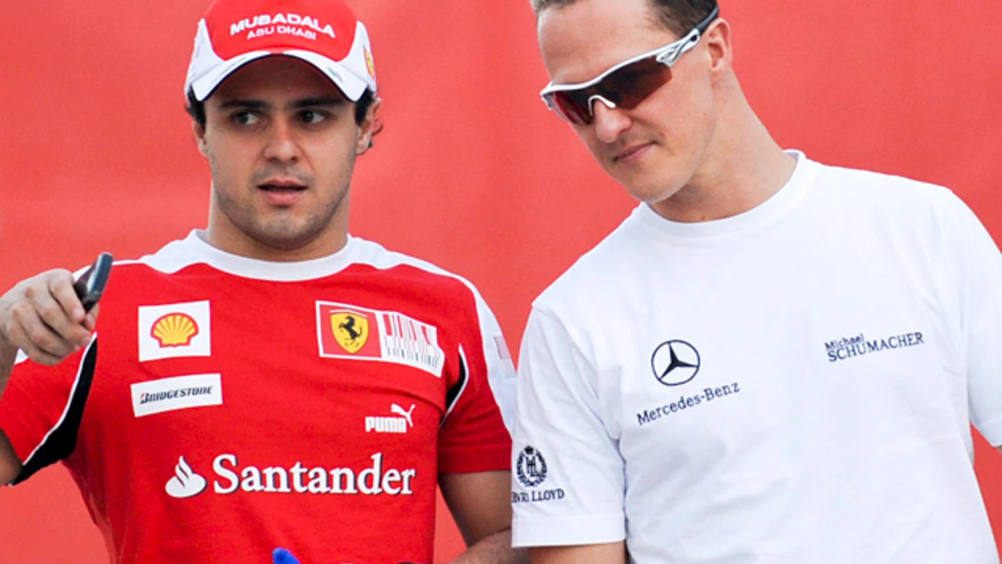 Schumacher, con su ex compeñero Massa Schumacher, con su ex compeñero Massa