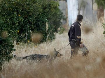 Un agente con un perro de la unidad canina de la Policía Nacional Un agente con un perro de la unidad canina de la Policía Nacional