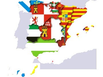 Mapa de España con las banderas de las CC.AA Mapa de España con las banderas de las CC.AA