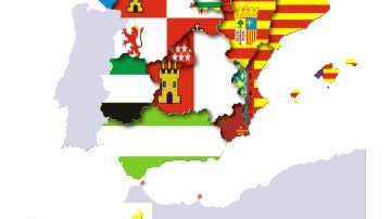 Mapa de España con las banderas de las CC.AA