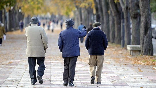 Tres hombres mayores paseando Tres hombres mayores paseando