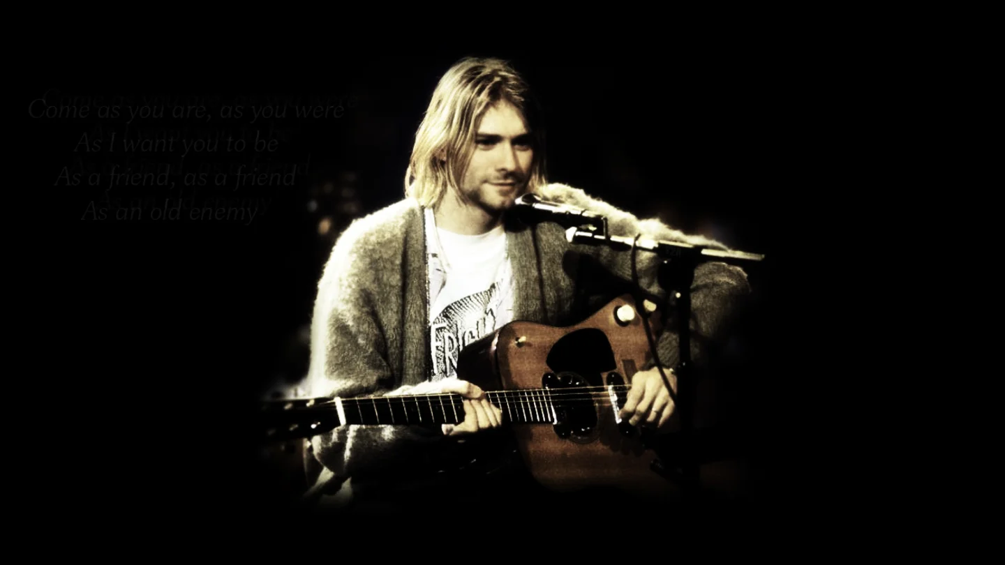 Kurt Cobain con su guitarra Kurt Cobain con su guitarra