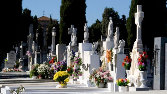 Cementerio con flores el D&iacute;a de Todos los Santos