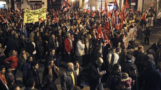 Asistentes a la manifestación de los sindicatos en Madrid Asistentes a la manifestación de los sindicatos en Madrid