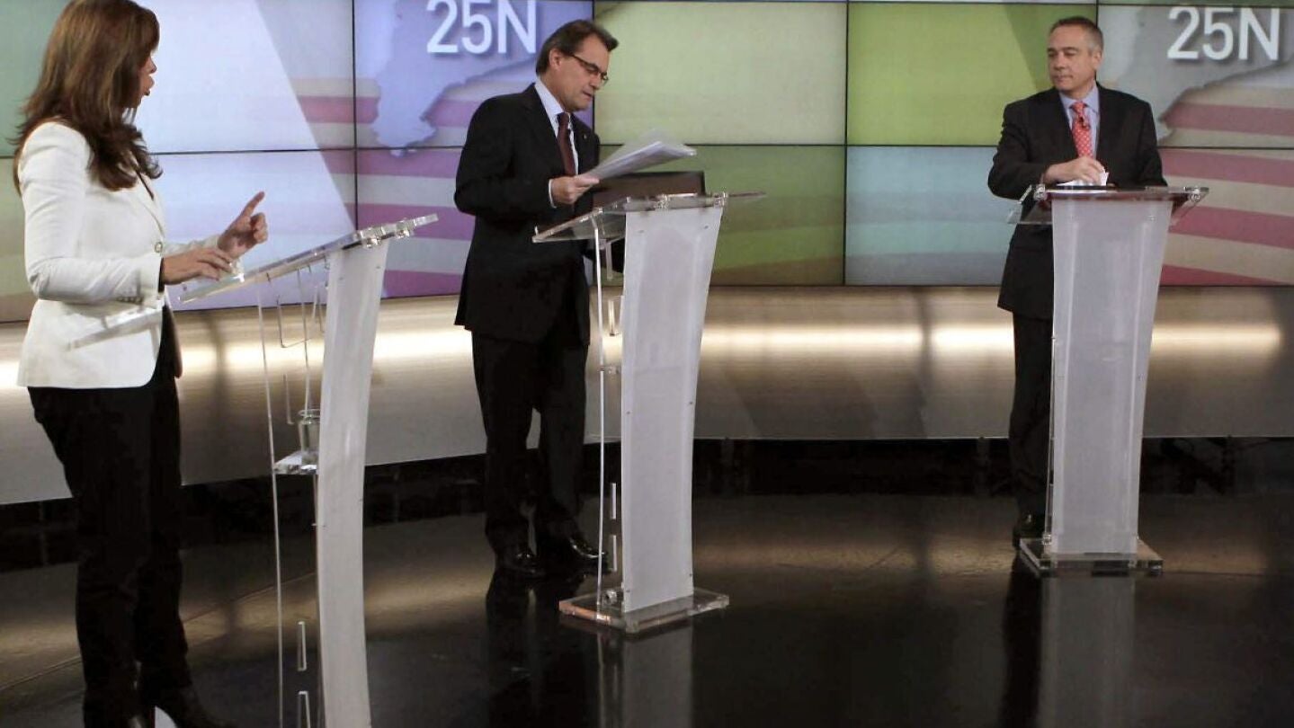 Camacho, Mas y Navarro durante el debate en televisi&oacute;n
