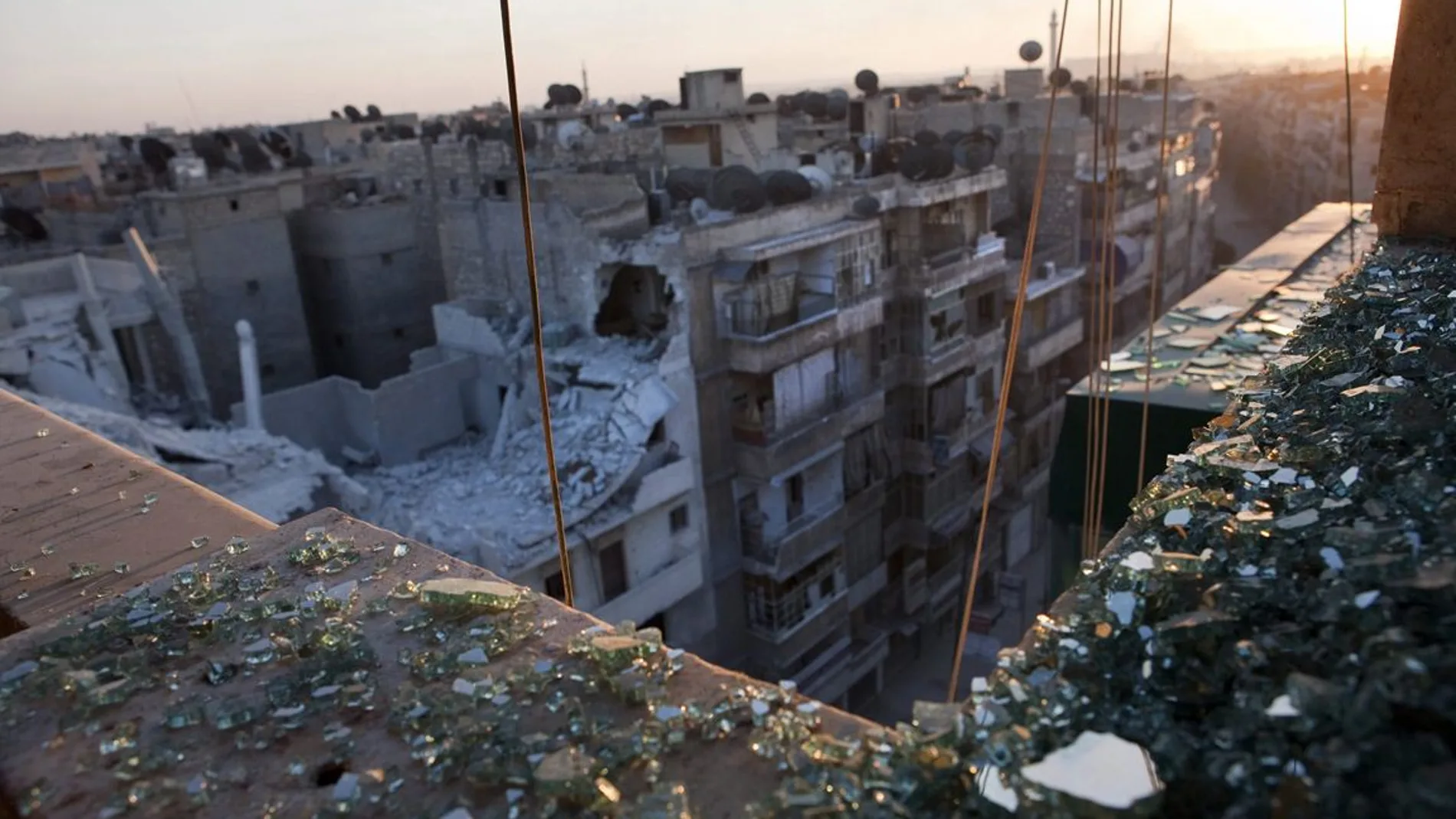 Vista de Alepo tras un enfrentamiento entre los rebeldes y el ejército sirio