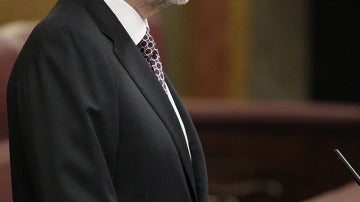El presidente del Gobierno, Mariano Rajoy, durante su intervención en el pleno del Congreso.