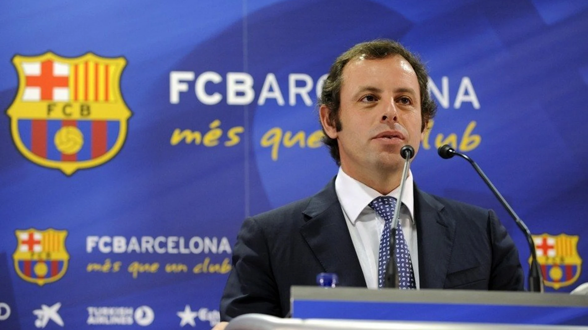 Sandro Rosell, en rueda de prensa como presiente del Barça