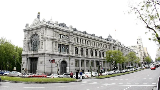 Vista de la fachada del Banco de España.  Vista de la fachada del Banco de España.
