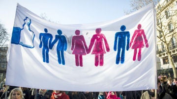 Pancartas a favor del matrimonio homosexual en Francia