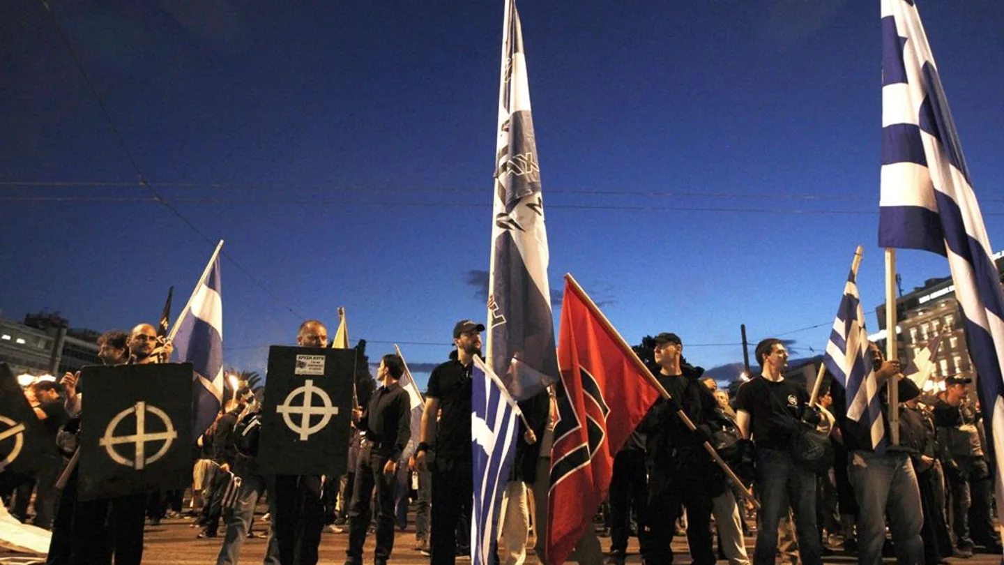 Manifestación del partido neonazi Amanecer Dorado en Grecia Manifestación del partido neonazi Amanecer Dorado en Grecia