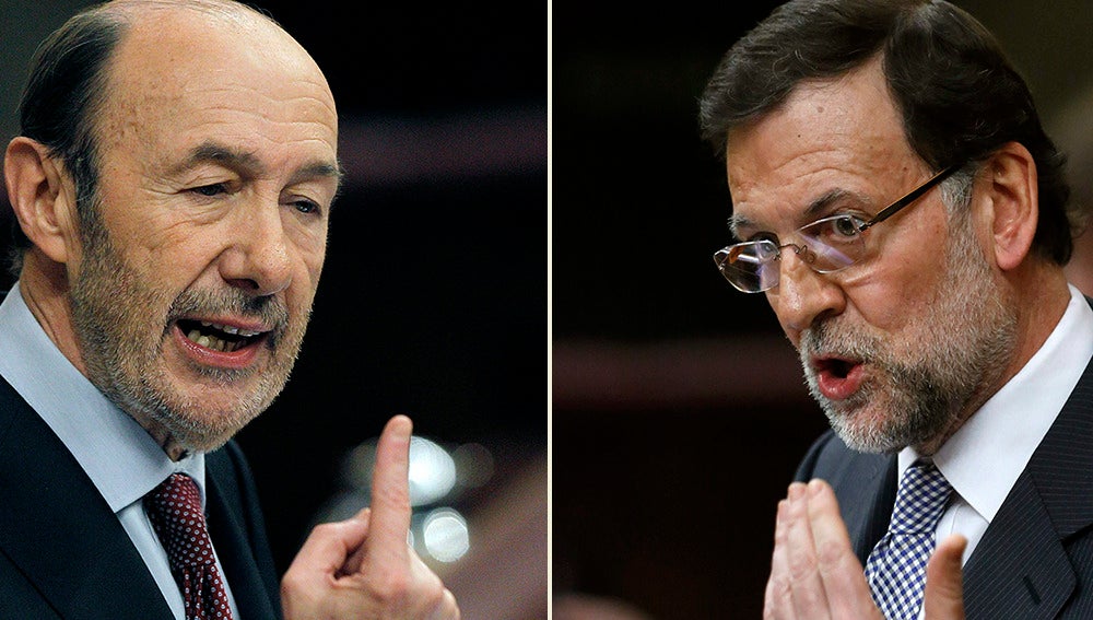 Rubalcaba y Rajoy en el debate sobre el estado de la nación