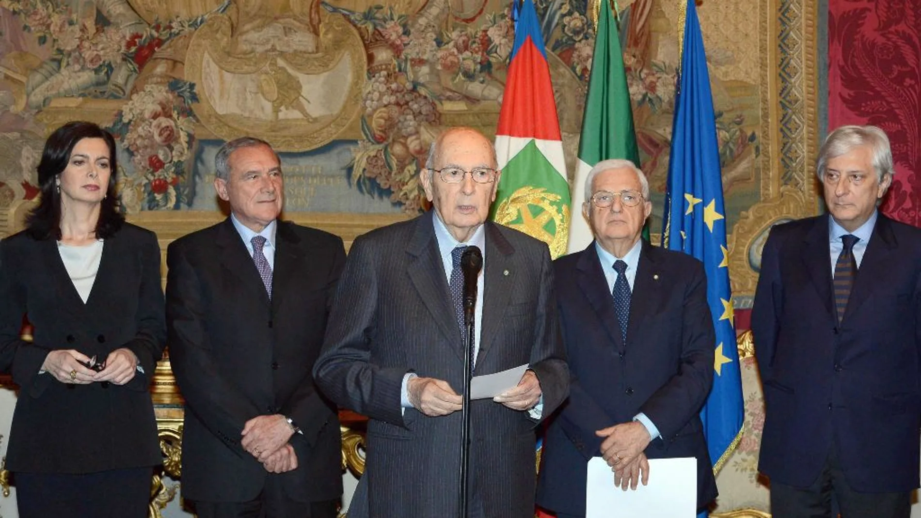 Giorgio Napolitano tras ser reelegido jefe de la República