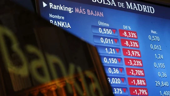 Monitor en la Bolsa de Madrid que informa sobre la cotización de Bankia Monitor en la Bolsa de Madrid que informa sobre la cotización de Bankia