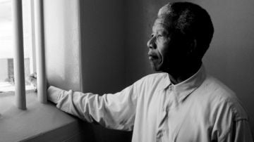 Mandela en la celda de Robben Island