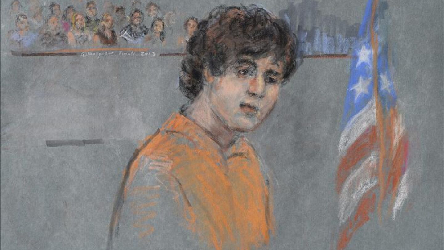 Detalle de un retrato art&iacute;stico de Dzhokhar Tsarnaev