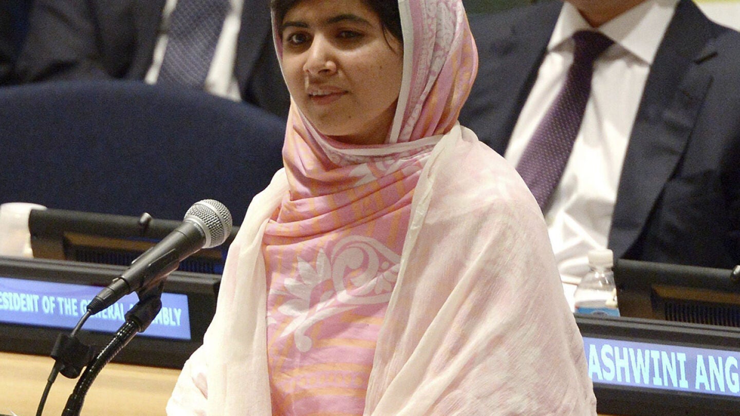 Malala Yousafzai durante su intervenci&oacute;n en la sede de Naciones Unidas