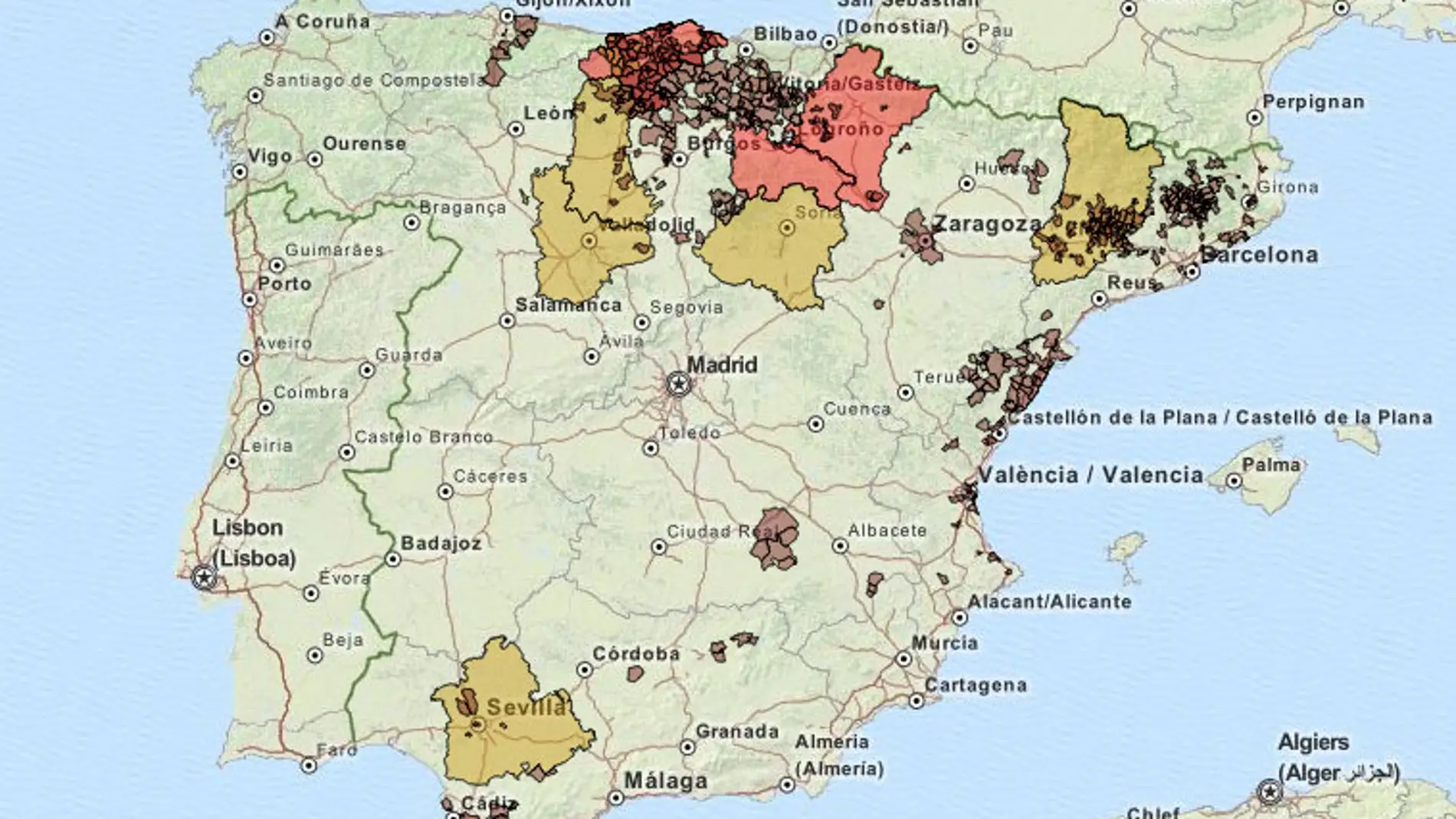 Mapa de municipios y territorios contra el fracking