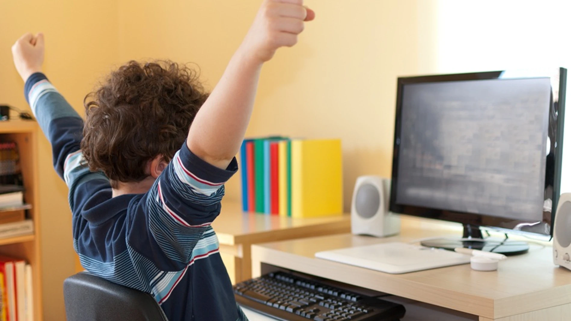 Un niño pequeño frente a su ordenador