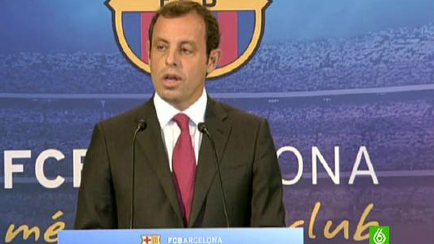 Sandro Rosell, durante la comparecencia