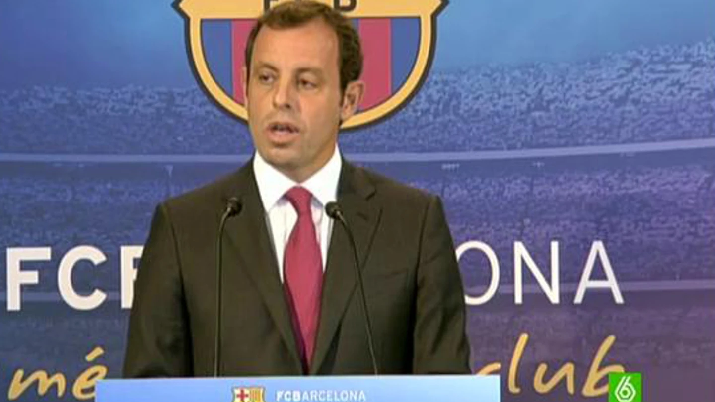Sandro Rosell, durante la comparecencia Sandro Rosell, durante la comparecencia