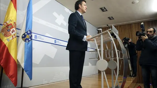 Alberto Núñez Feijóo durante la rueda de prensa Alberto Núñez Feijóo durante la rueda de prensa