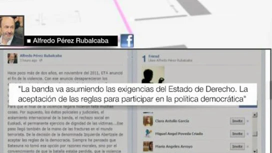 Rubalcaba: "Es un paso más en la hoja de ruta del fin de ETA" Rubalcaba: "Es un paso más en la hoja de ruta del fin de ETA"