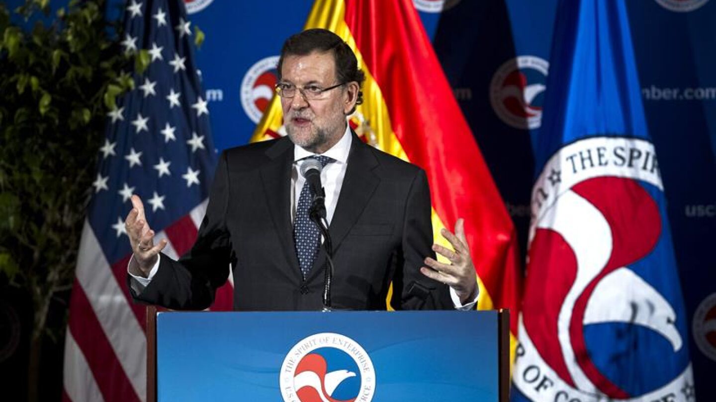 Mariano Rajoy, durante el discurso que ha ofrecido en la C&aacute;mara de Comercio de Washington