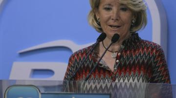 Esperanza Aguirre en la sede del PP