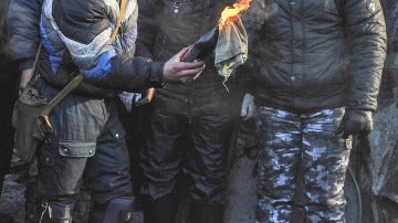 Manifestantes en Kiev