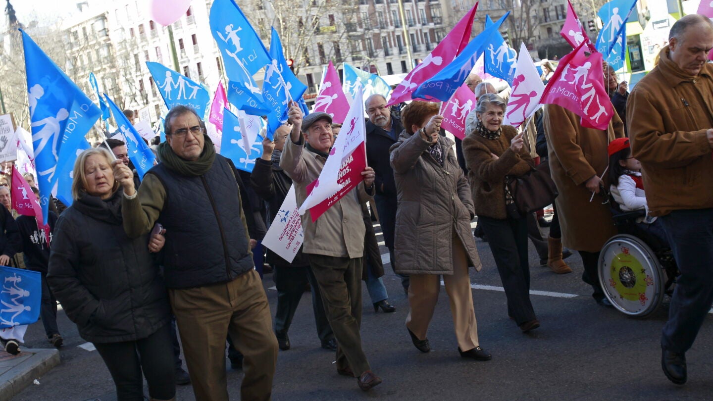 Participantes en la manifestaci&oacute;n en defensa de la familia y los derechos de la infancia 