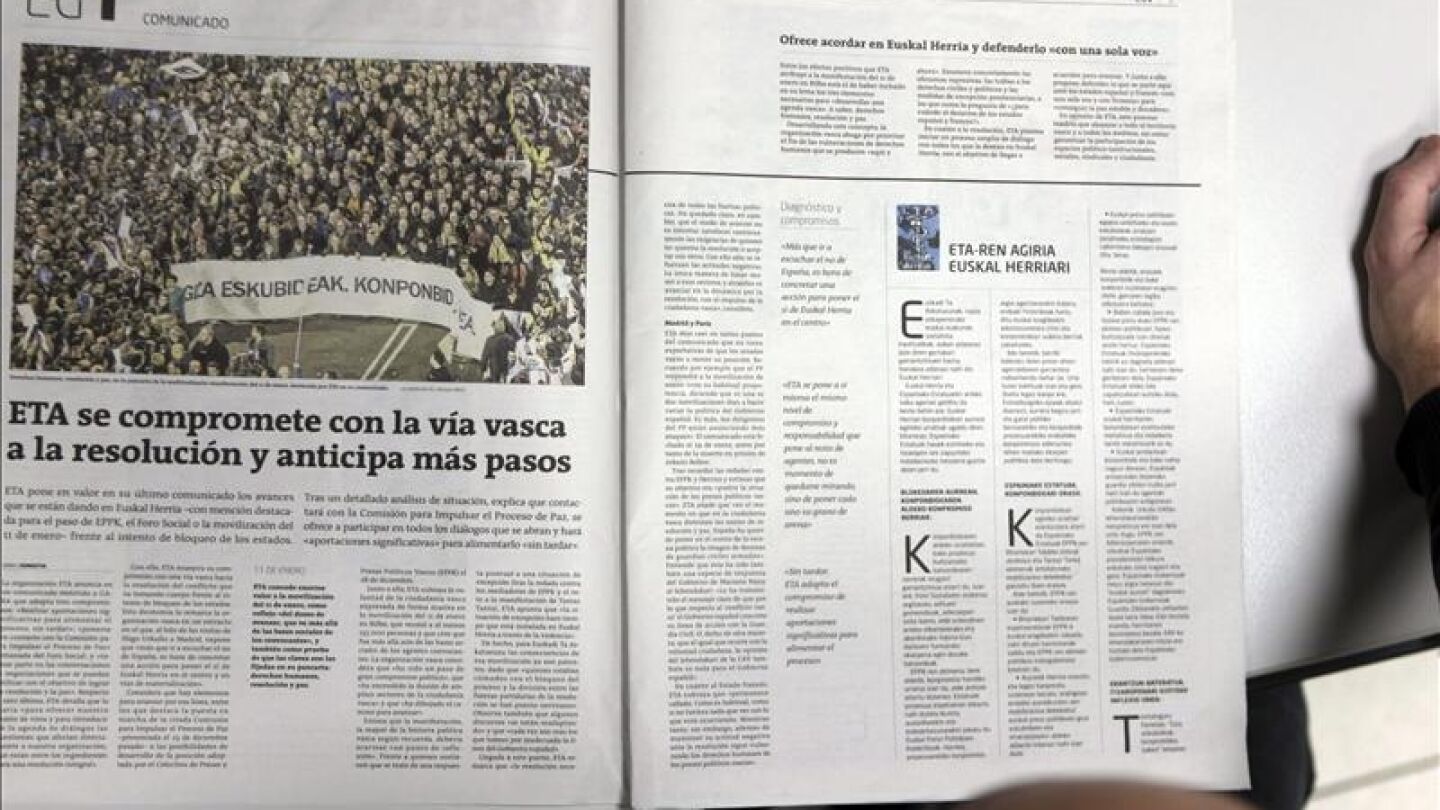 Comunicado de la banda terrorista ETA.