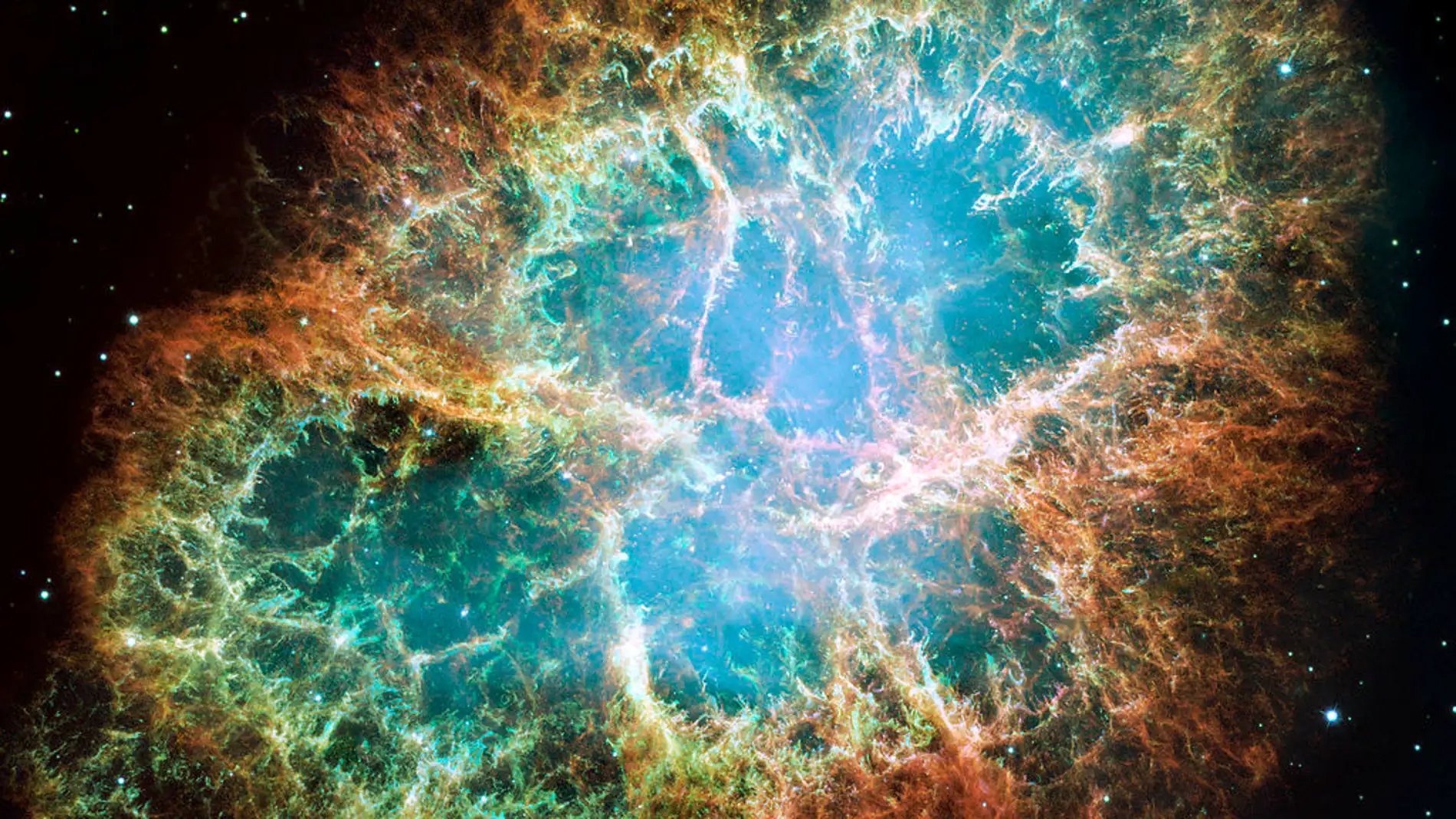 Mosaico de imágenes tomadas por el Telescopio Espacial Hubble de la remanente de supernova Messier 1,