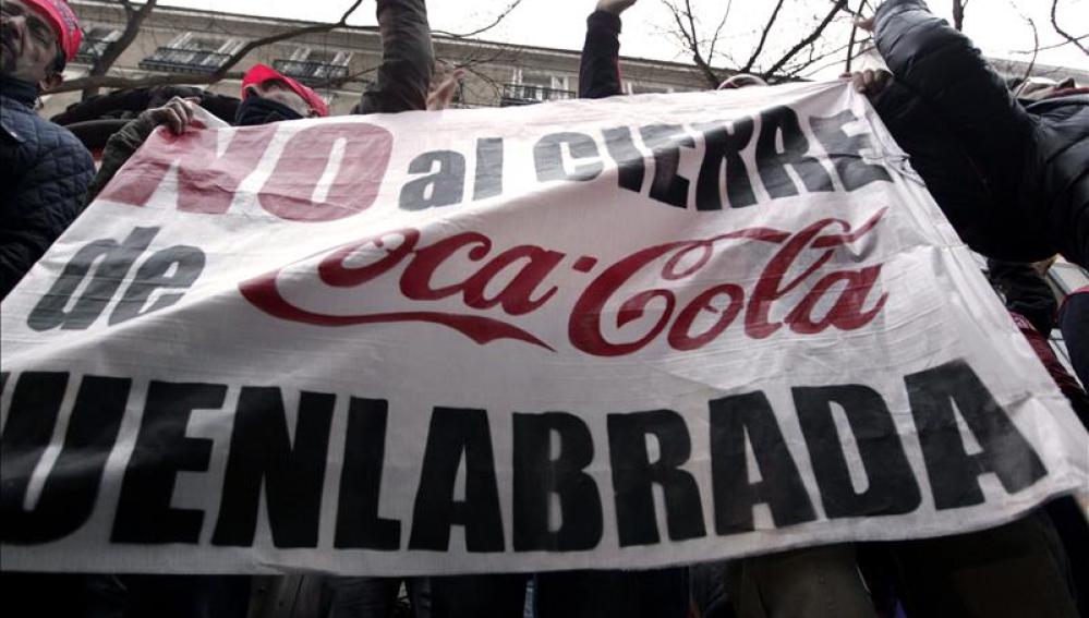Imagen de las protestas por el ERE que Coca-Cola quiere llevar a cabo