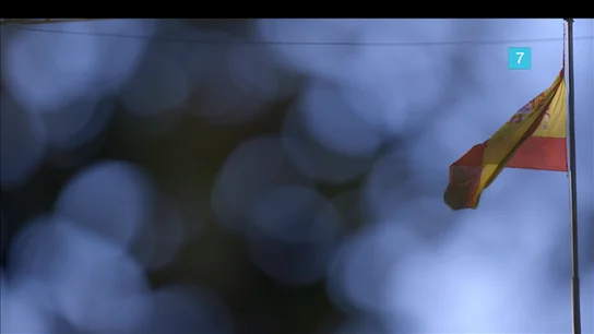 La bandera española ondea en un mástil La bandera española ondea en un mástil