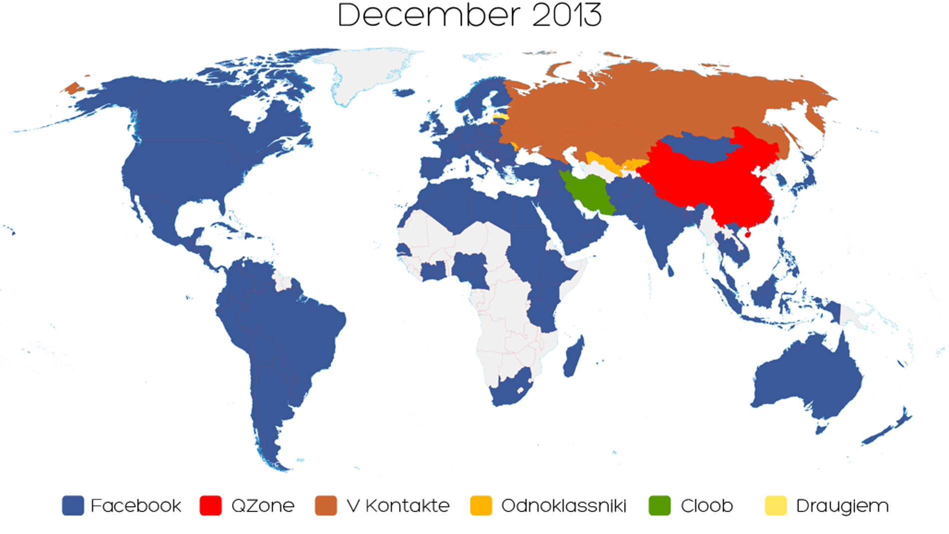 Mapa mundi de las redes sociales en el mundo